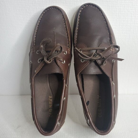 OLD NAVY Boat Shoes Size 11 FAUX LEATHER BOAT CLASSIC BROWN SLIP ON - Picture 6 of 7